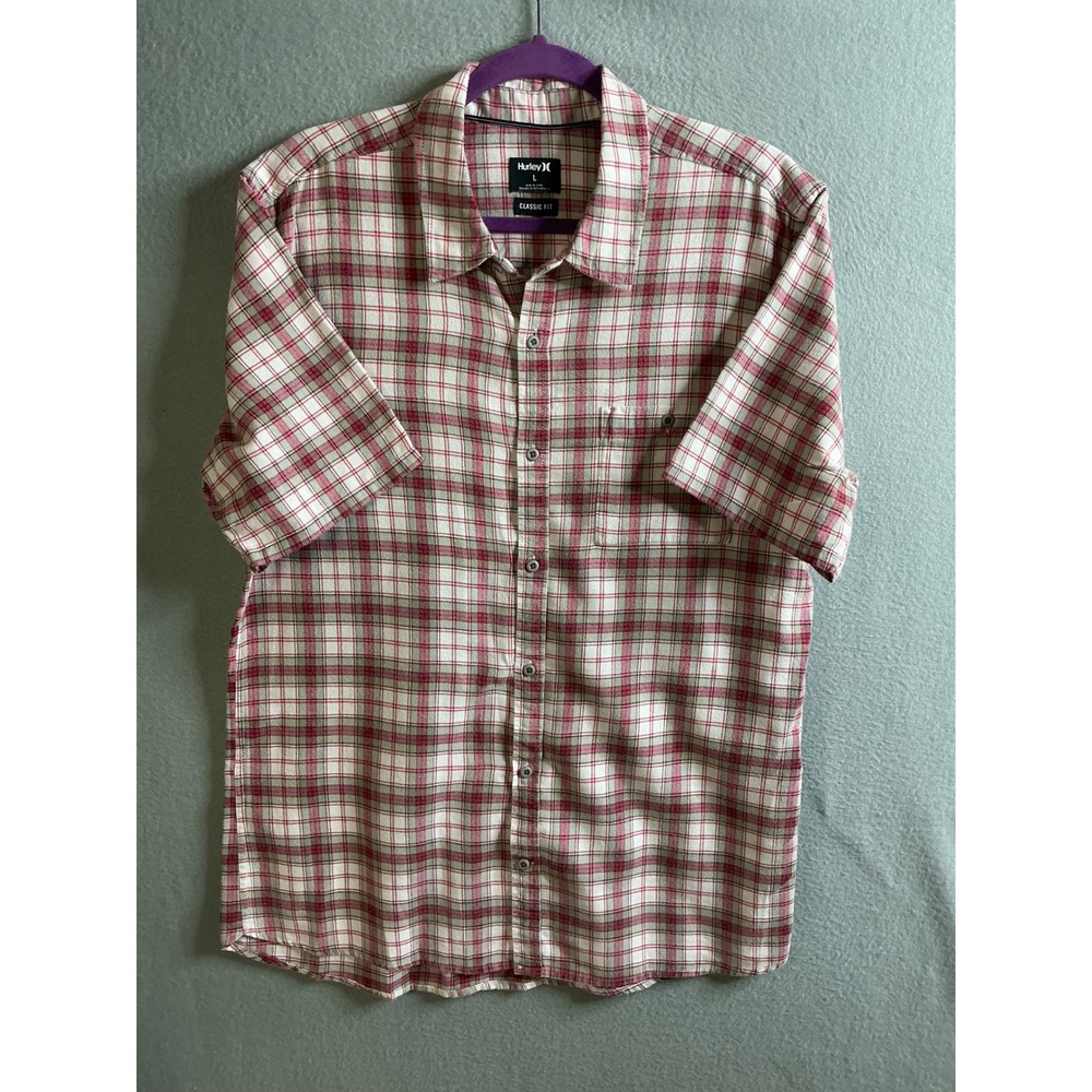 Hurley‎ Flannel Shirt Men's Large Classic Fit Button Up Plaid Casual